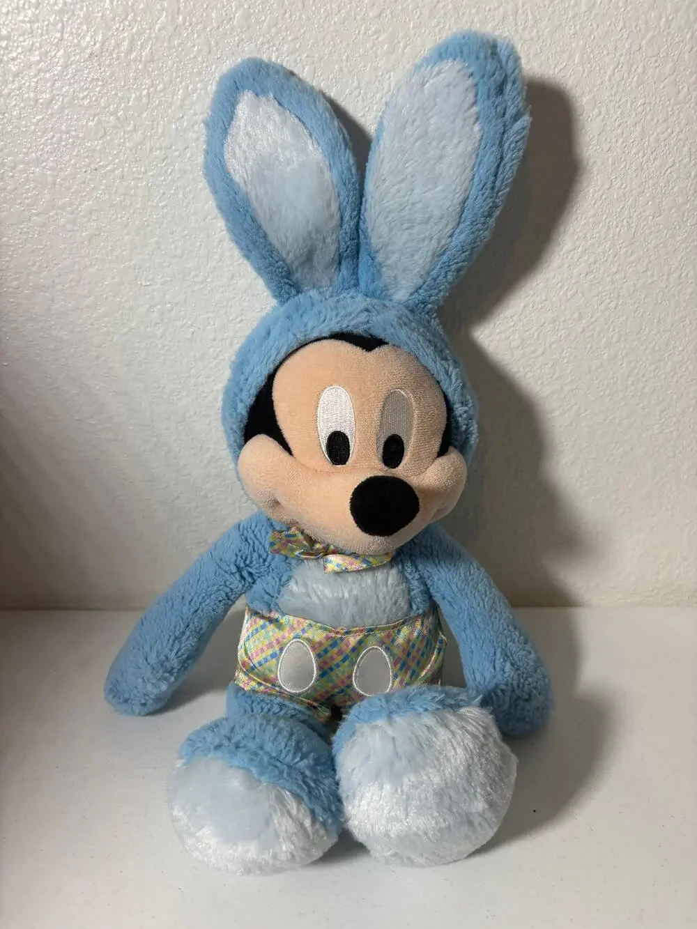 Disney Store Mickey Mouse in Blue Bunny Costume Plush Easter Stuffed Animal Toy
